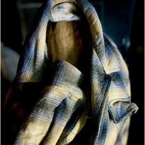 Latin Flannel Small Well made Blue gray plaid